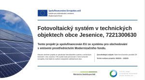 Fotovaltaický systém v technických objektech obce Jesenice